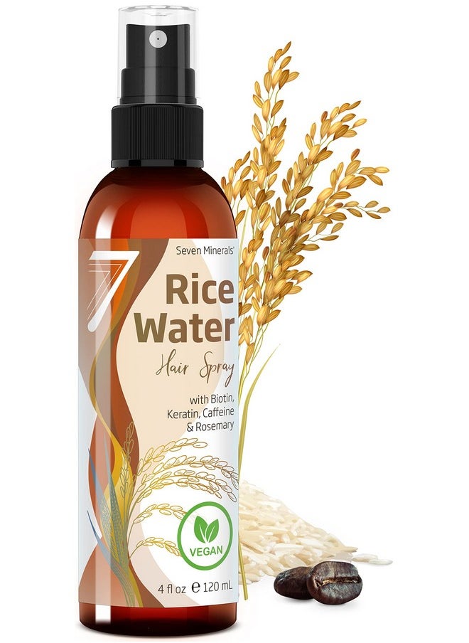 Seven Minerals New Fermented Rice Water For Hair Growth - Infused With Rosemary, Biotin, Caffeine, Keratin Vegan Non-Greasy Spray Naturally Thicker, Longer, Softer Men & Women (4 Fl Oz)  - Image 1