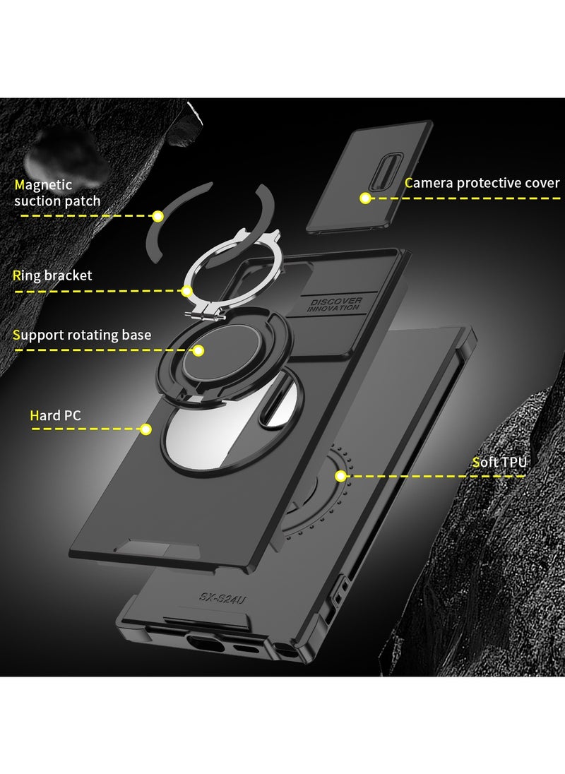 GOLDEN MASK GOLDEN MASK For Samsung Galaxy S23 FE Sliding Camshield Ring Holder Phone Case (Black)  - Image 2