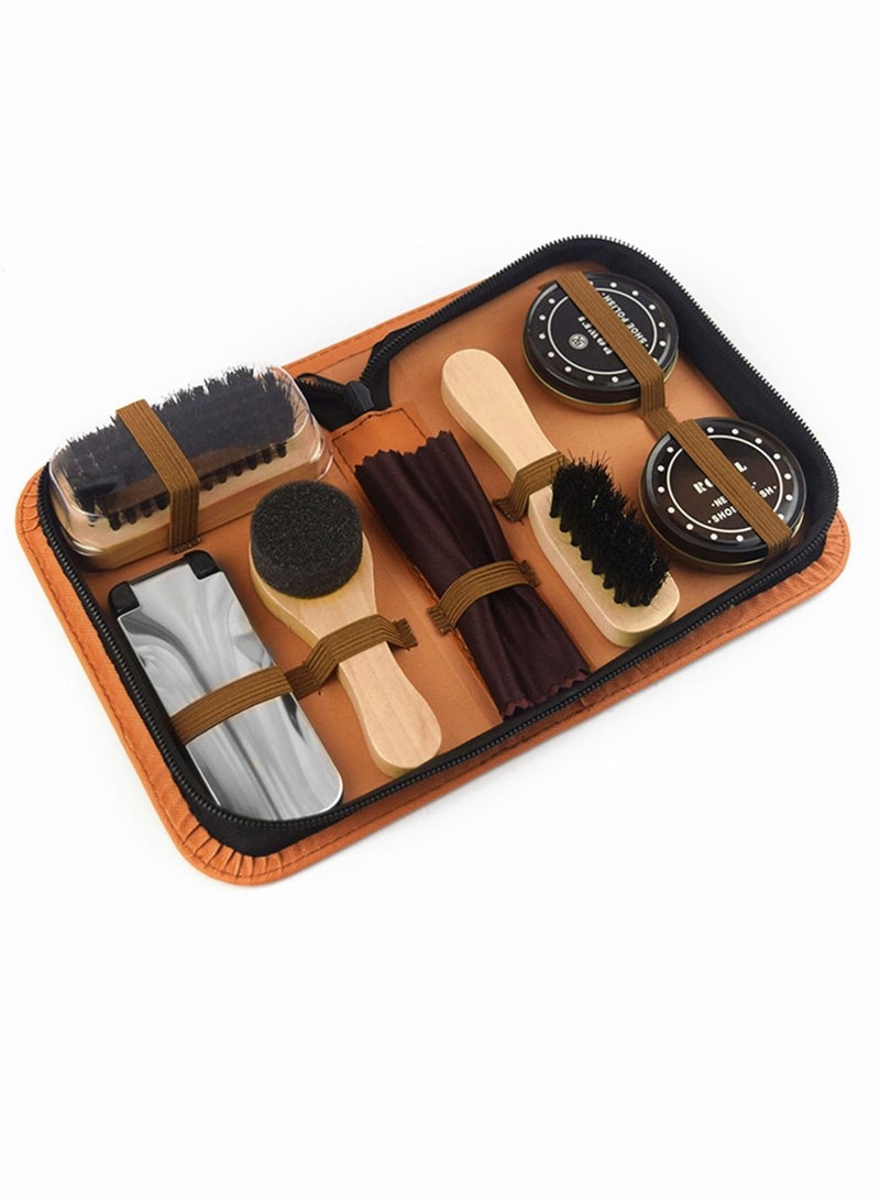 Excefore فرش تلميع الأحذية، مجموعة العناية بتنظيف الأحذية، فرشاة السفر، حقيبة فاخرة فاخرة - Image 1