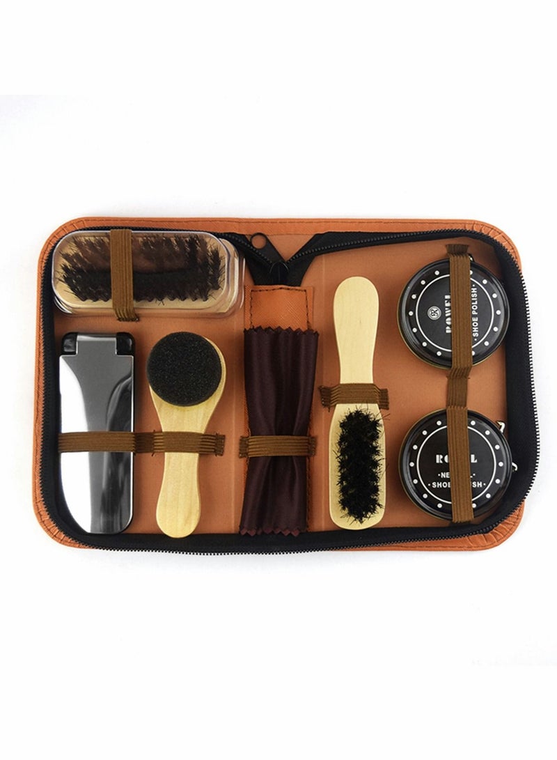 Excefore فرش تلميع الأحذية، مجموعة العناية بتنظيف الأحذية، فرشاة السفر، حقيبة فاخرة فاخرة - Image 5