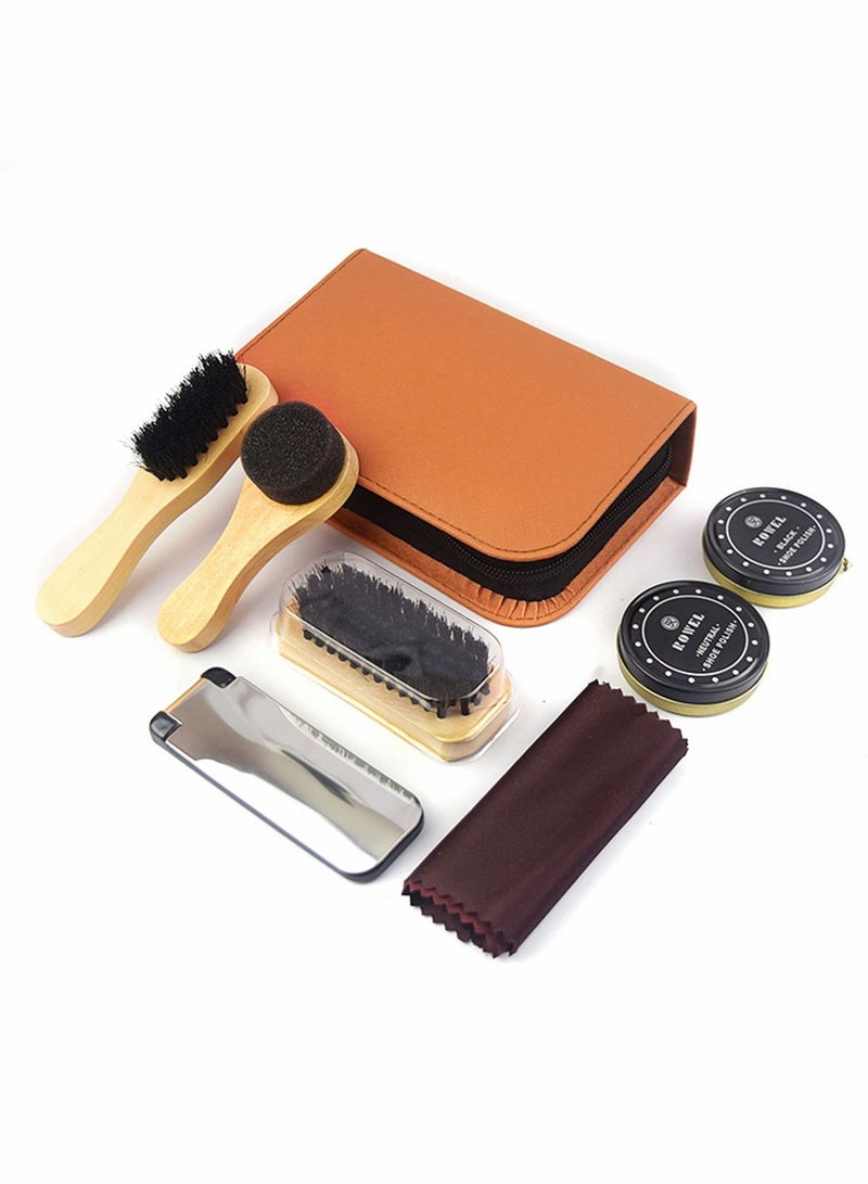 Excefore فرش تلميع الأحذية، مجموعة العناية بتنظيف الأحذية، فرشاة السفر، حقيبة فاخرة فاخرة - Image 3