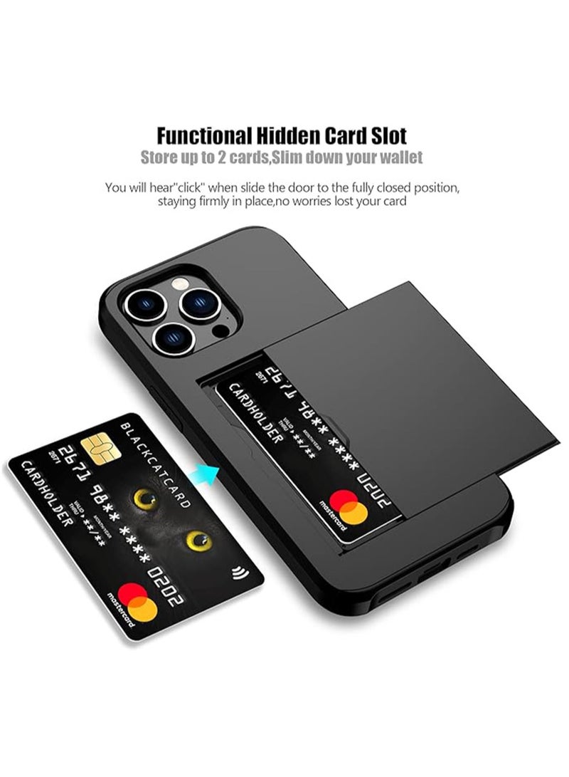 WRISTWISE Case Cover for iPhone 15 Pro Max with Card Holder Heavy Duty Protective Dual Layer Shockproof Hidden Card Slot Slim Wallet Phone Cover for Women&Men 6.7 inch(Black) - Image 3