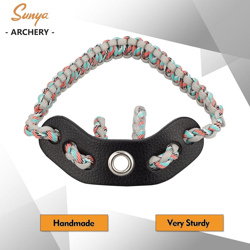 Sunya Archery Bow Wrist Sling, 550 Paracord Strap Comfortable on Hand.100% Full Grain Leather Yoke, Multiple Camo Colors.Fit Compound Bow Stabilizer & Recurve. - Image 2