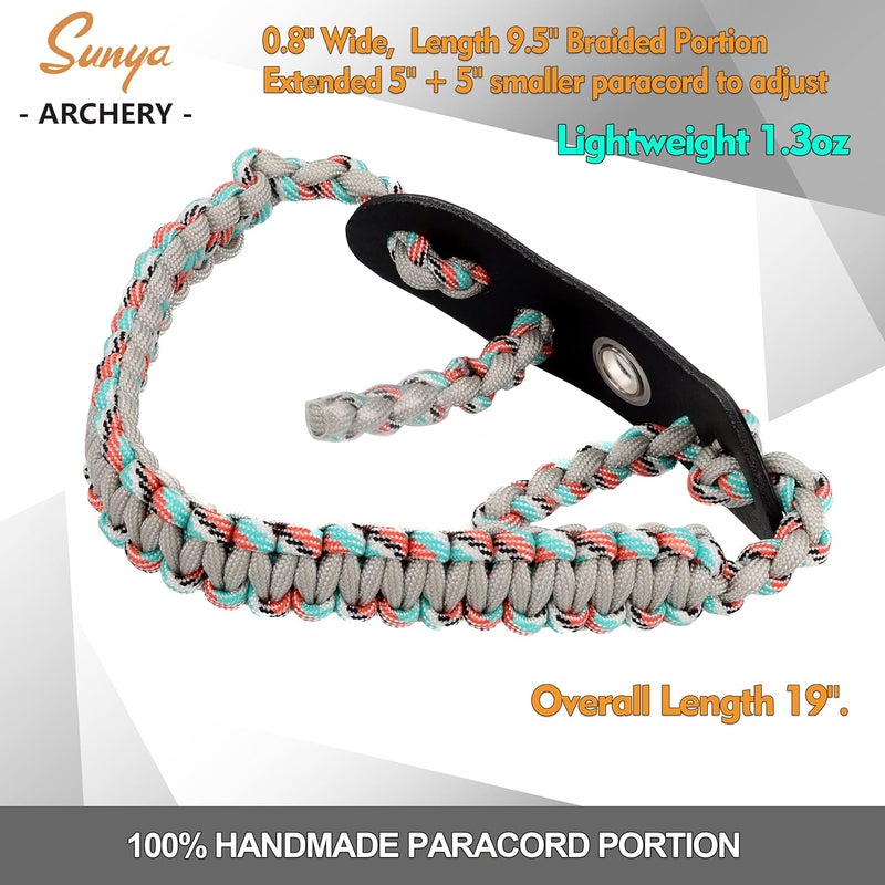 Sunya Archery Bow Wrist Sling, 550 Paracord Strap Comfortable on Hand.100% Full Grain Leather Yoke, Multiple Camo Colors.Fit Compound Bow Stabilizer & Recurve. - Image 4