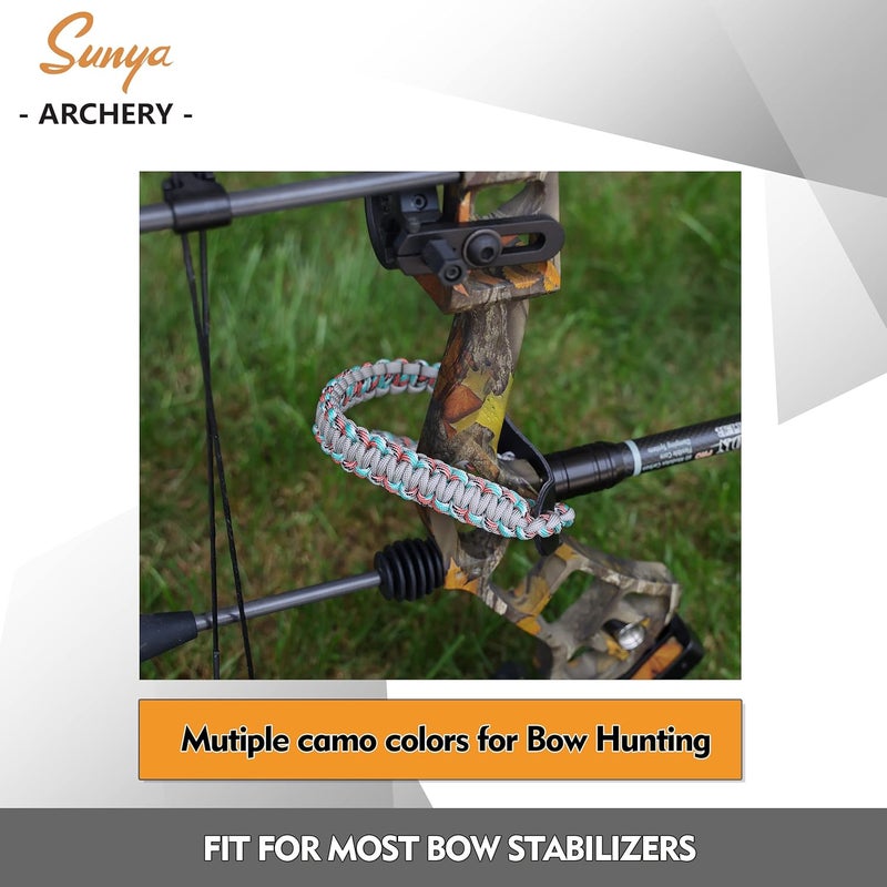 Sunya Archery Bow Wrist Sling, 550 Paracord Strap Comfortable on Hand.100% Full Grain Leather Yoke, Multiple Camo Colors.Fit Compound Bow Stabilizer & Recurve. - Image 3