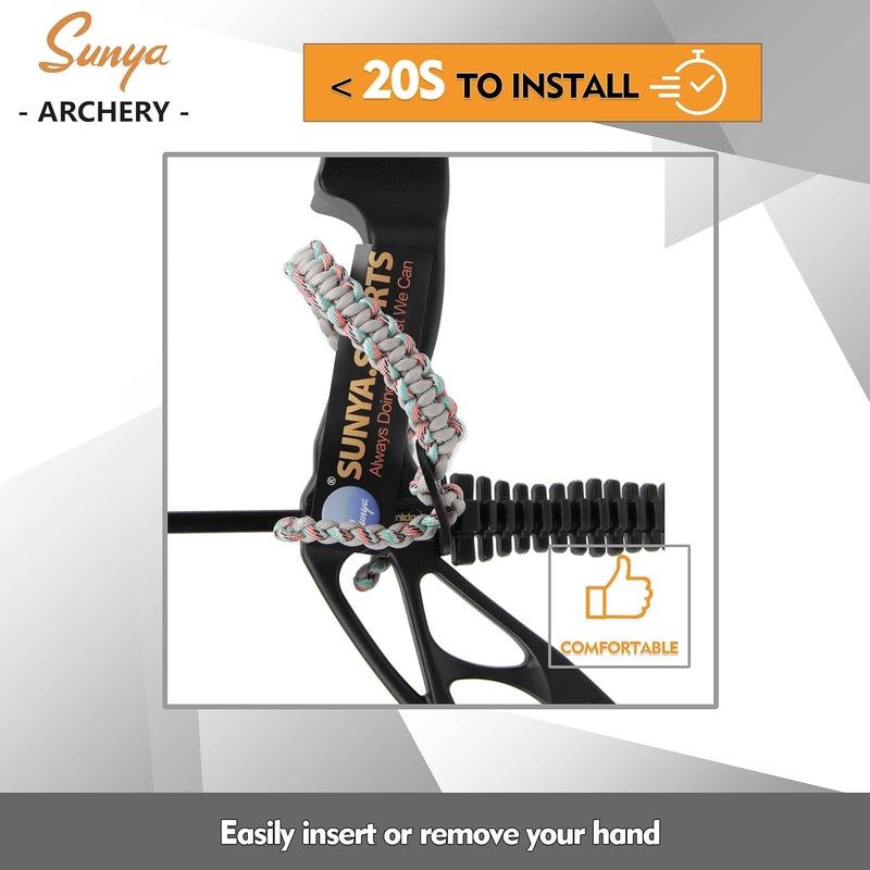 Sunya Archery Bow Wrist Sling, 550 Paracord Strap Comfortable on Hand.100% Full Grain Leather Yoke, Multiple Camo Colors.Fit Compound Bow Stabilizer & Recurve. - Image 5