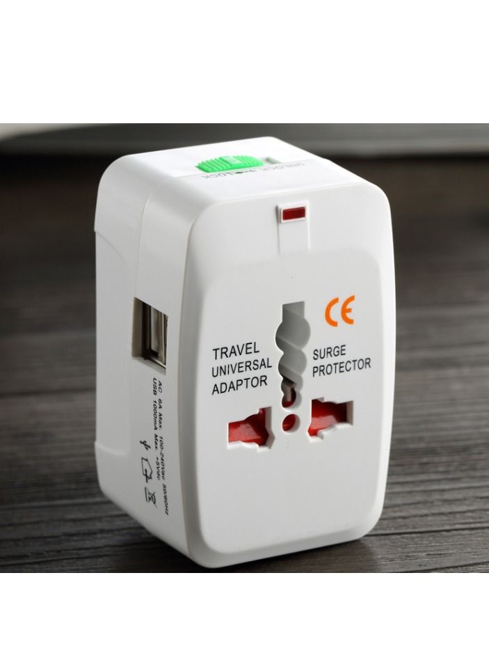 شاربدو محول السفر العالمي مع منفذين USB أبيض - Image 1