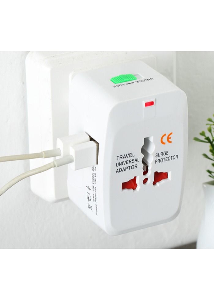 شاربدو محول السفر العالمي مع منفذين USB أبيض - Image 2