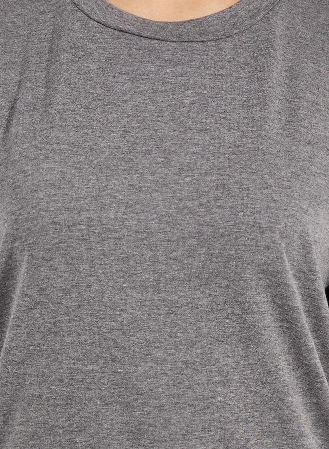 Take Two Drop Shoulder Turn Up Sleeves Solid T-Shirt