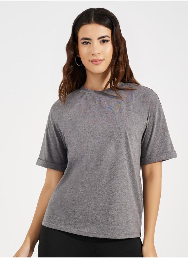 Take Two - Drop Shoulder Turn Up Sleeves Solid T-Shirt - Image 1