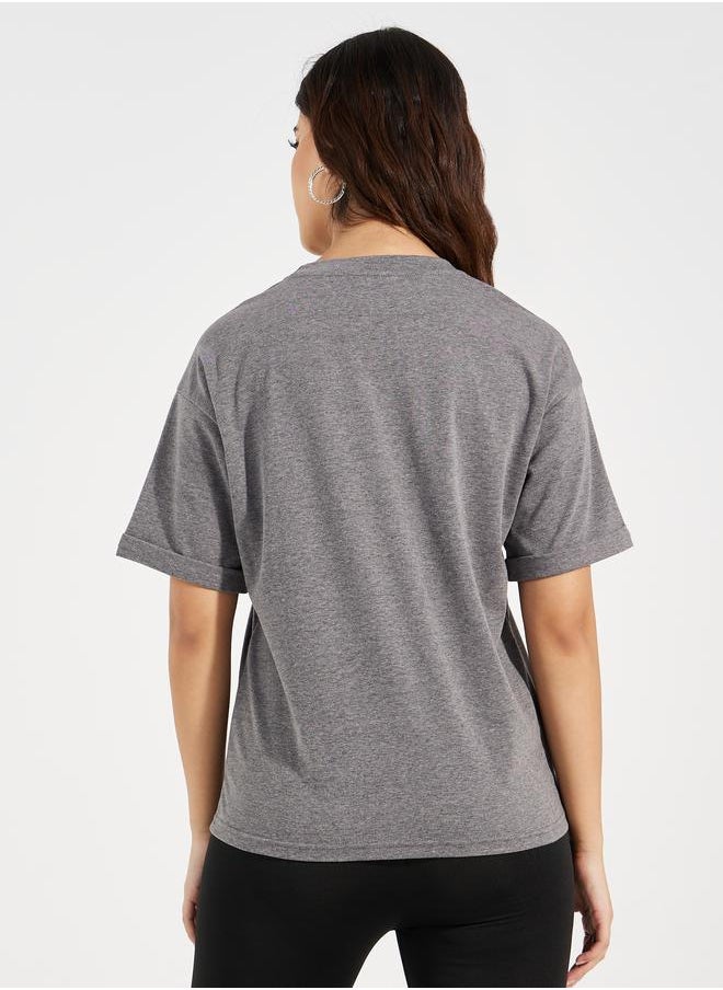 Take Two - Drop Shoulder Turn Up Sleeves Solid T-Shirt - Image 1
