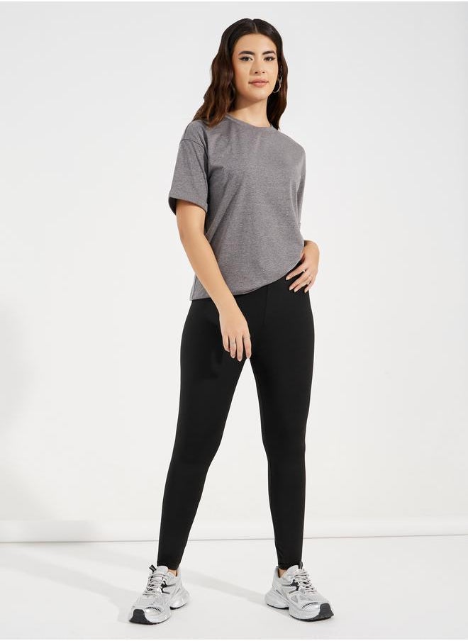 Take Two - Drop Shoulder Turn Up Sleeves Solid T-Shirt - Image 1