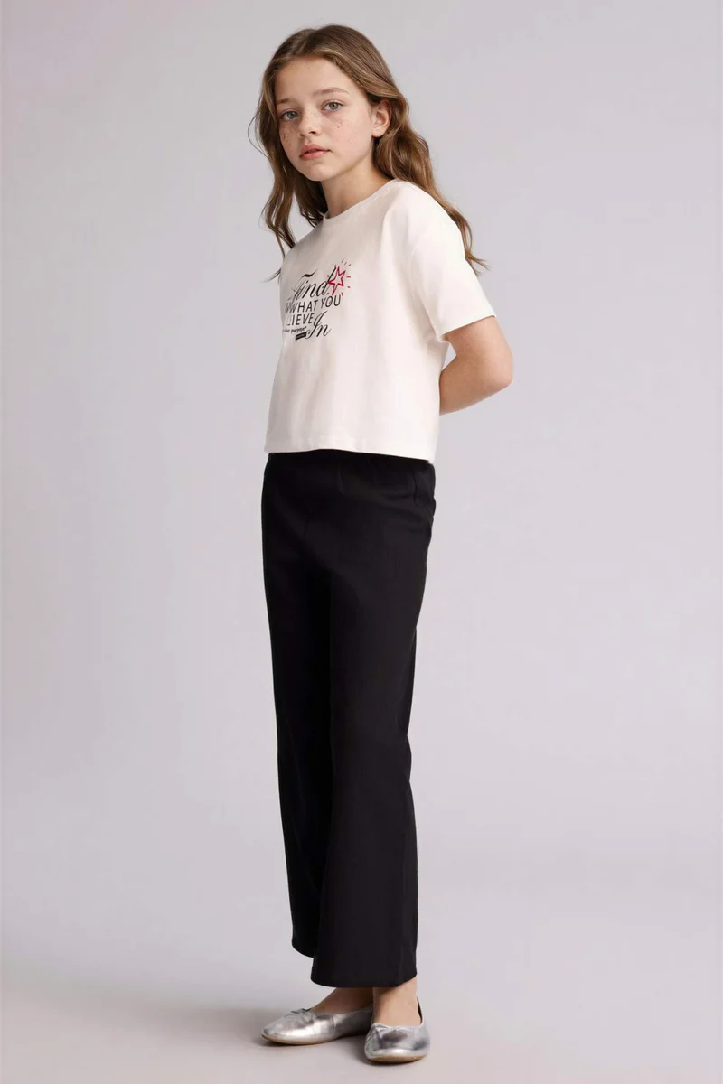 ديفاكتو Girl Wide Leg Cotton Trousers