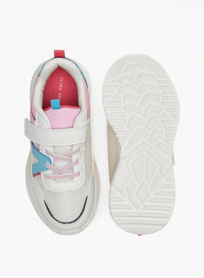 Flora Bella By Shoexpress Panelled Sneakers with Hook and Loop Closure