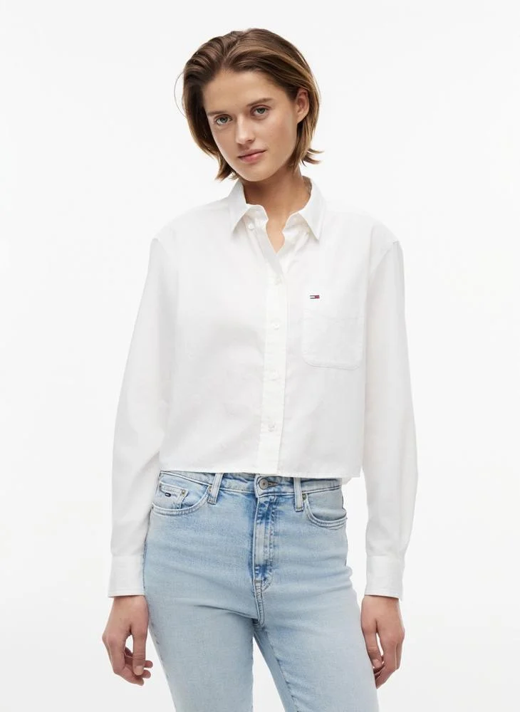 Tommy Jeans Relaxed Fit Twill Cropped Shirt