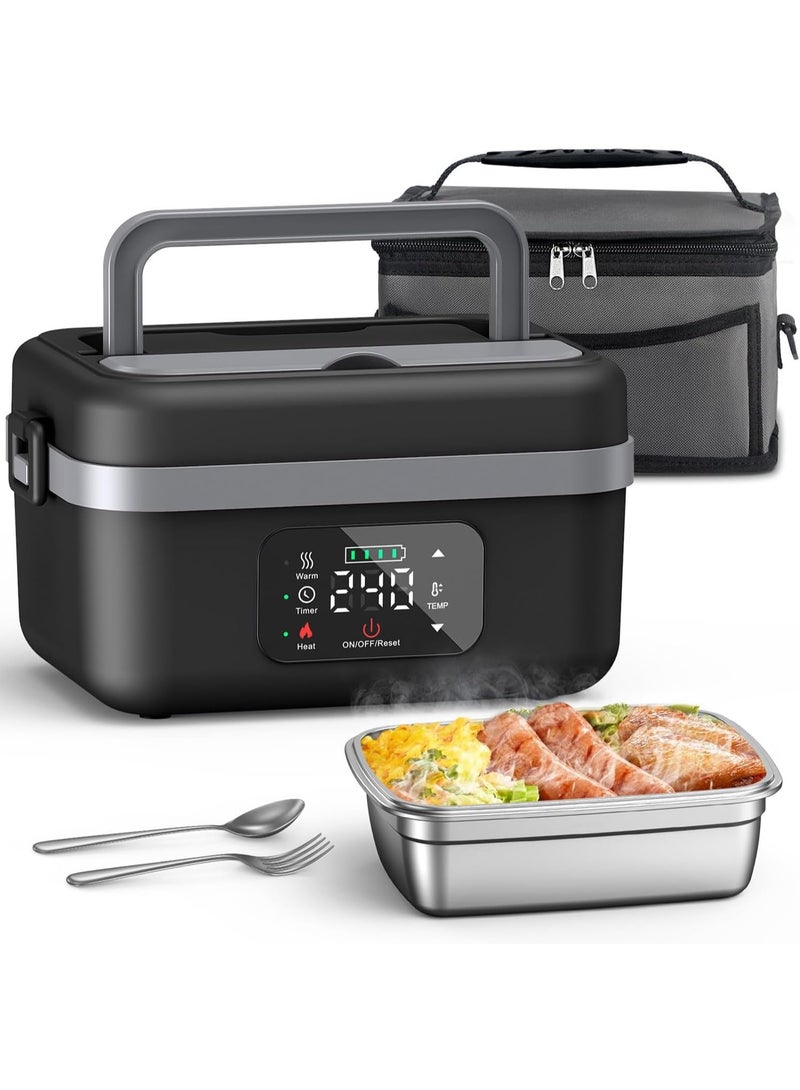 Angju صندوق غداء كهربائي لاسلكي - صندوق غداء قابل لإعادة الشحن مع تسخين تلقائي للبالغين، محمول وسعة كبيرة، مع وظائف الحجز والعزل، سخان طعام تلقائي للعمال في الهواء الطلق - Image 1