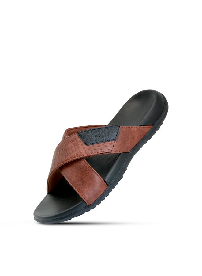 بوكا شباشب بوكا للرجال، خفيفة الوزن ومريحة، شباشب مرنة للغاية | ريال سليدير٠٦ أسود/تان - Image 1