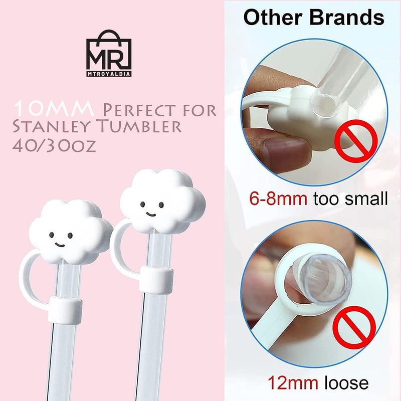 MTROYALDIA 10mm Straw Covers Cap Toppers for 3040 Oz Tumbler Cups Cute Straw Caps for TumblerCup Silicone Cloud Drinking Straw Tips Lids Protectors for Stanley Cups Accessories - Image 3