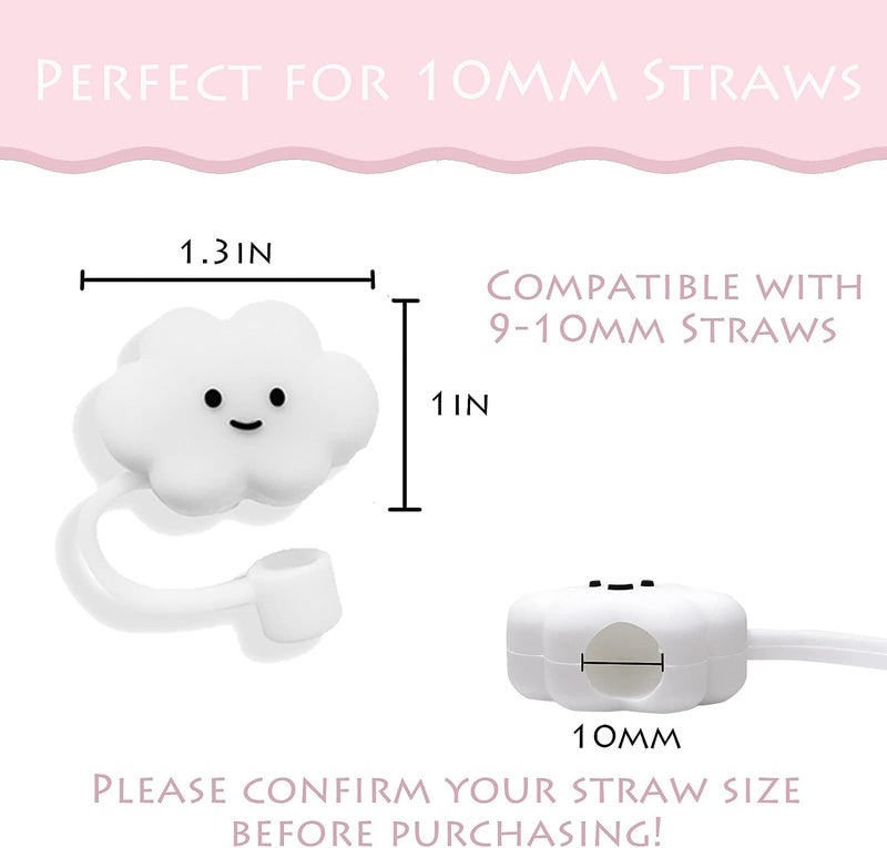 MTROYALDIA 10mm Straw Covers Cap Toppers for 3040 Oz Tumbler Cups Cute Straw Caps for TumblerCup Silicone Cloud Drinking Straw Tips Lids Protectors for Stanley Cups Accessories - Image 2