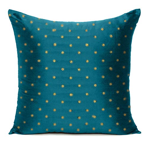 Oussum Art Silk Pillow Cover Cushion Cover Sofa Waist Throw Pillow Case Home Decor Set of 2 (16x16, Peacock Blue) - Image 2