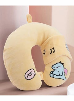 KASTWAVE Travel Pillow U Shaped with Sleeping Eye Cover (Yellow)  - Image 1