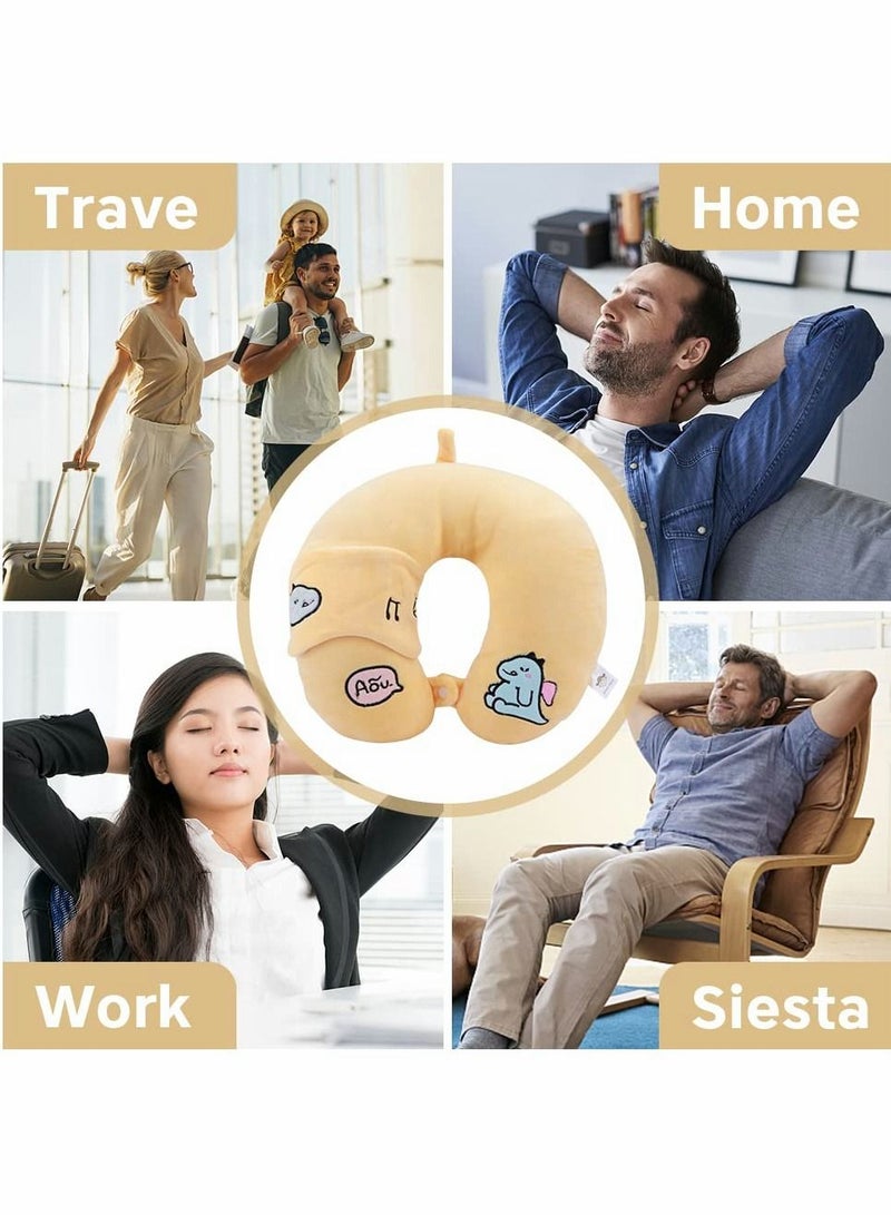 كاست ويف وسادة سفر على شكل حرف U مع غطاء للعين أثناء النوم (أصفر)  - Image 3