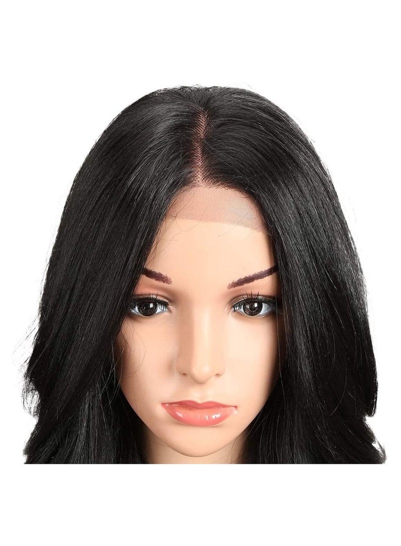 Estelle 24" Big Curly Wavy Supreme Free Parting HD Lace Frontal Wigs With Baby Hair High Temperature Synthetic Wigs For Black Women 180% Density Natural Black Color Wigs (Natural Black #1B) - Image 3