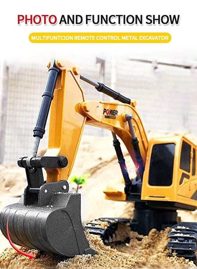 MIXDE Remote Control Excavator Toy Truck RC Excavator with Metal Shovel Lights Sounds Rechargable Engineering Sand Digger Construction Vehicle Toy Gift for Boys Girls Kids & Children - Image 3