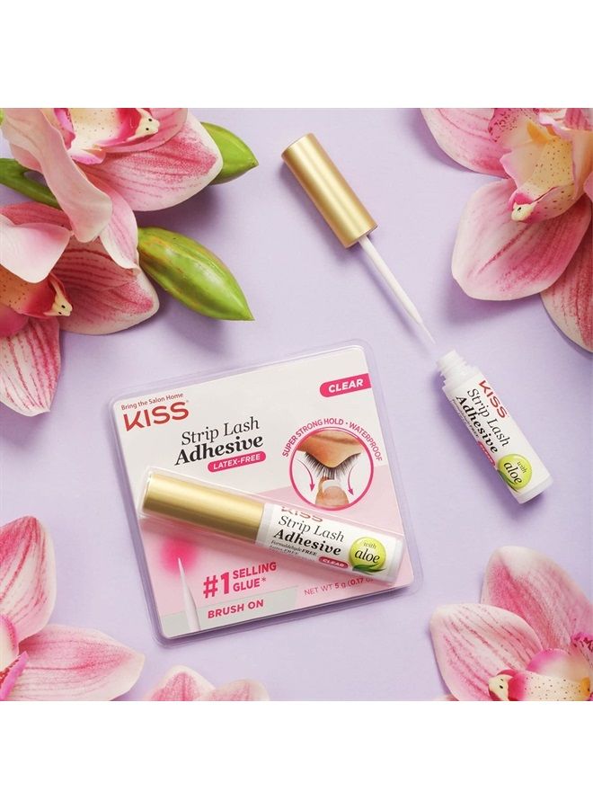 KISS Clear Strip Lash Adhesive With Aloe, Waterproof, Formaldehyde and Latex Free, Odor Free, Cruelty Free, Super Strong Hold Eyelash Glue with Brush Applicator, 0.17 Oz  - Image 4