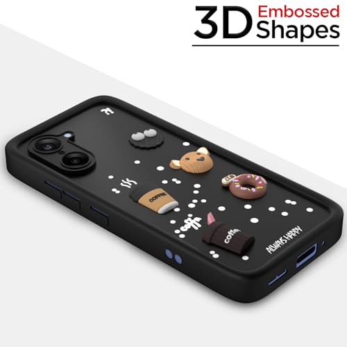 Pikkme Back Cover for Oneplus Nord CE 5 5G | 3D Bear Silicone Cute & Fun Coffee Cartoon | Full Body Protection Bumper Case (Black) - Image 3