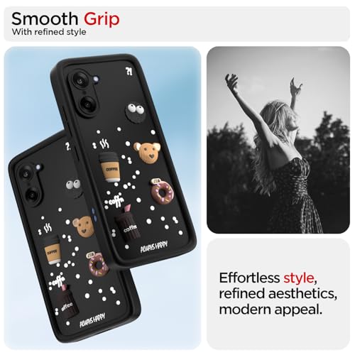 Pikkme Back Cover for Oneplus Nord CE 5 5G | 3D Bear Silicone Cute & Fun Coffee Cartoon | Full Body Protection Bumper Case (Black) - Image 2