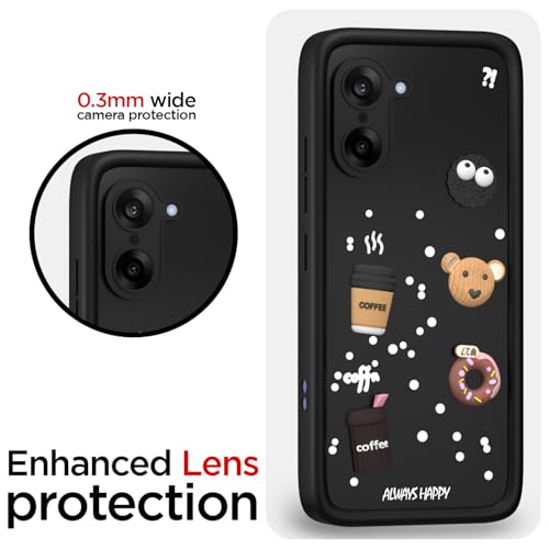 Pikkme Back Cover for Oneplus Nord CE 5 5G | 3D Bear Silicone Cute & Fun Coffee Cartoon | Full Body Protection Bumper Case (Black) - Image 5