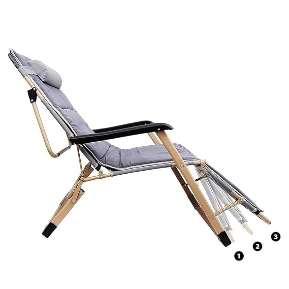 Livzing Alloy Steel Recliner Chair Easy Chair Space Saving Zero Gravity Relax Chair Easy Chair For Home Full Sleep Foldable Arm Rest Recliner Chairs For Home Relaxation Grey - Image 4