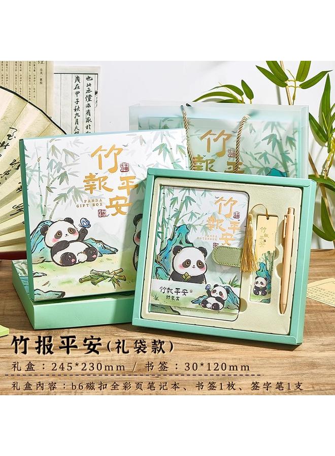 Bluejw Panda Hand Account Book Girl High Beauty Value Award Notebook Creative Gift Birthday Gift Box Suit Student Card - Image 1