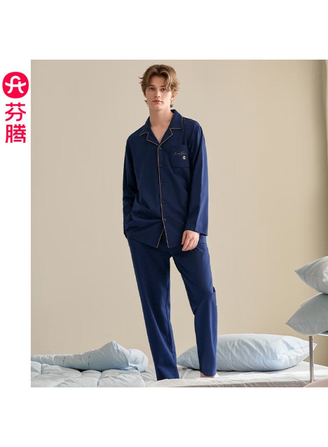 Fenton Fenteng Couples Pajamas Women Spring Autumn New Pure Cotton Long Sleeve Round Neck Loose Youth Men Plus Size 100% Cotton Homewear Set - Image 1