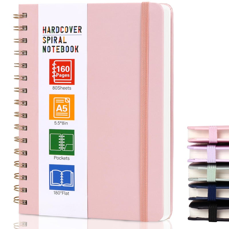 LABUK Hardcover Spiral Notebook for Women, A5 Lined Pink Journaling Notebooks for Work, 5.5 x 8in 160Pages Spiral Journal for Writing - Image 1
