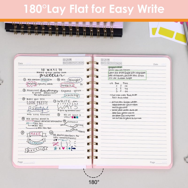 LABUK Hardcover Spiral Notebook for Women, A5 Lined Pink Journaling Notebooks for Work, 5.5 x 8in 160Pages Spiral Journal for Writing - Image 3