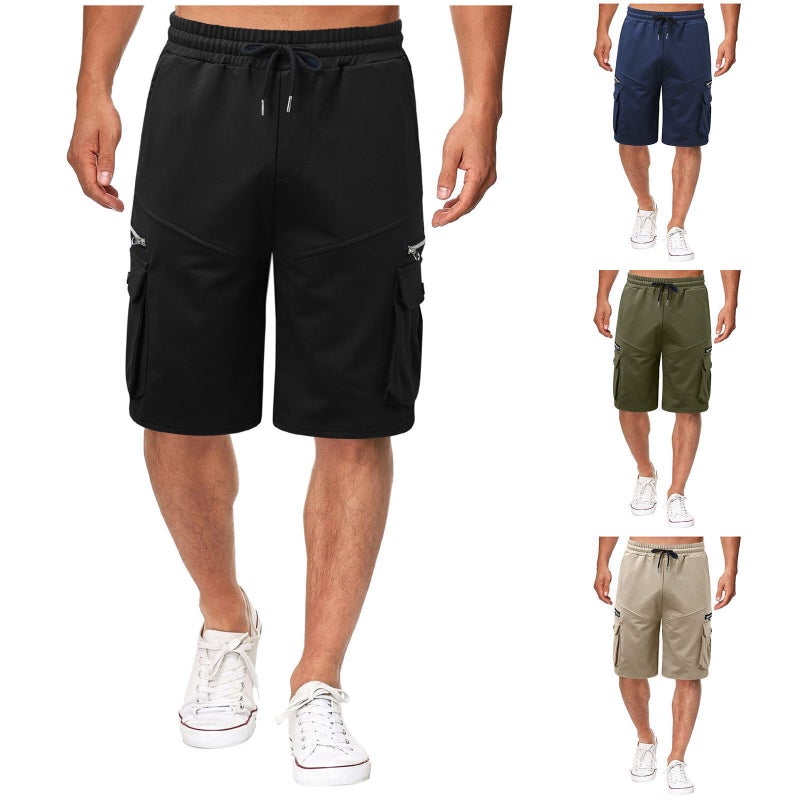 Mens Summer Cotton Work Shorts Loose Fit Navy blue  - Image 5