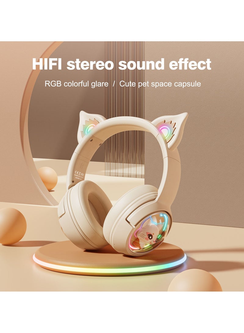 ONIKUMA B5 wireless headset music headphones Bluetooth 5.3 luminous cute cat ear headphones - Image 2