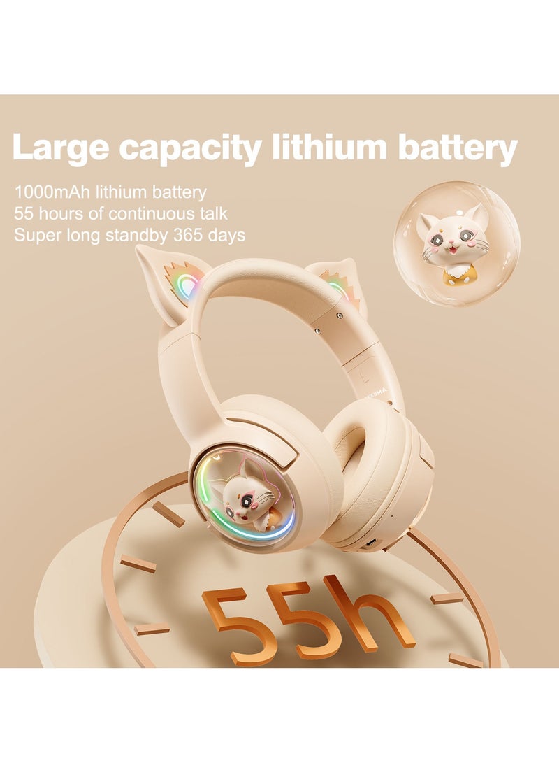 ONIKUMA B5 wireless headset music headphones Bluetooth 5.3 luminous cute cat ear headphones - Image 4