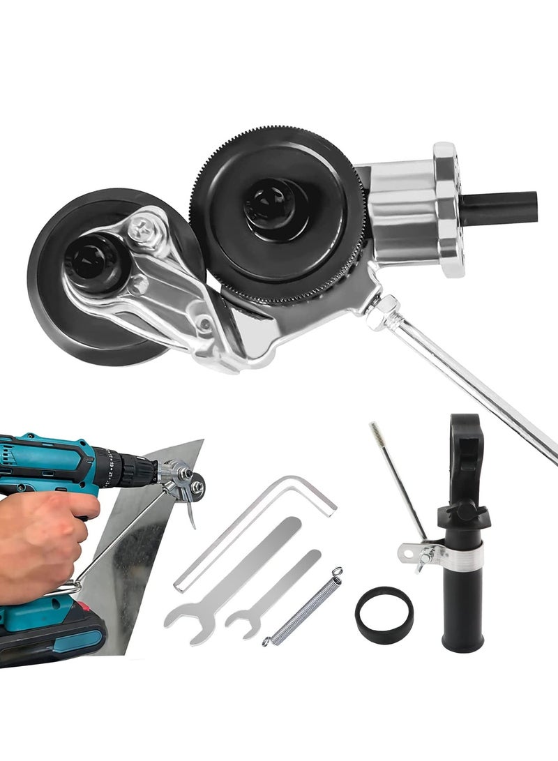 Electric Drill Shears Plate Cutter, Metal Nibbler Drill Plate Attachment, Metal Cutter Sheet Drill with Adapter Sheet Metal Knife for Metal Cutting - Image 1