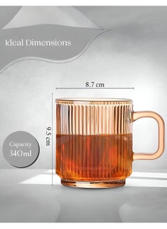 Mida 340ml Glass Coffee Cup with Handle, Tea Cup  - Image 4