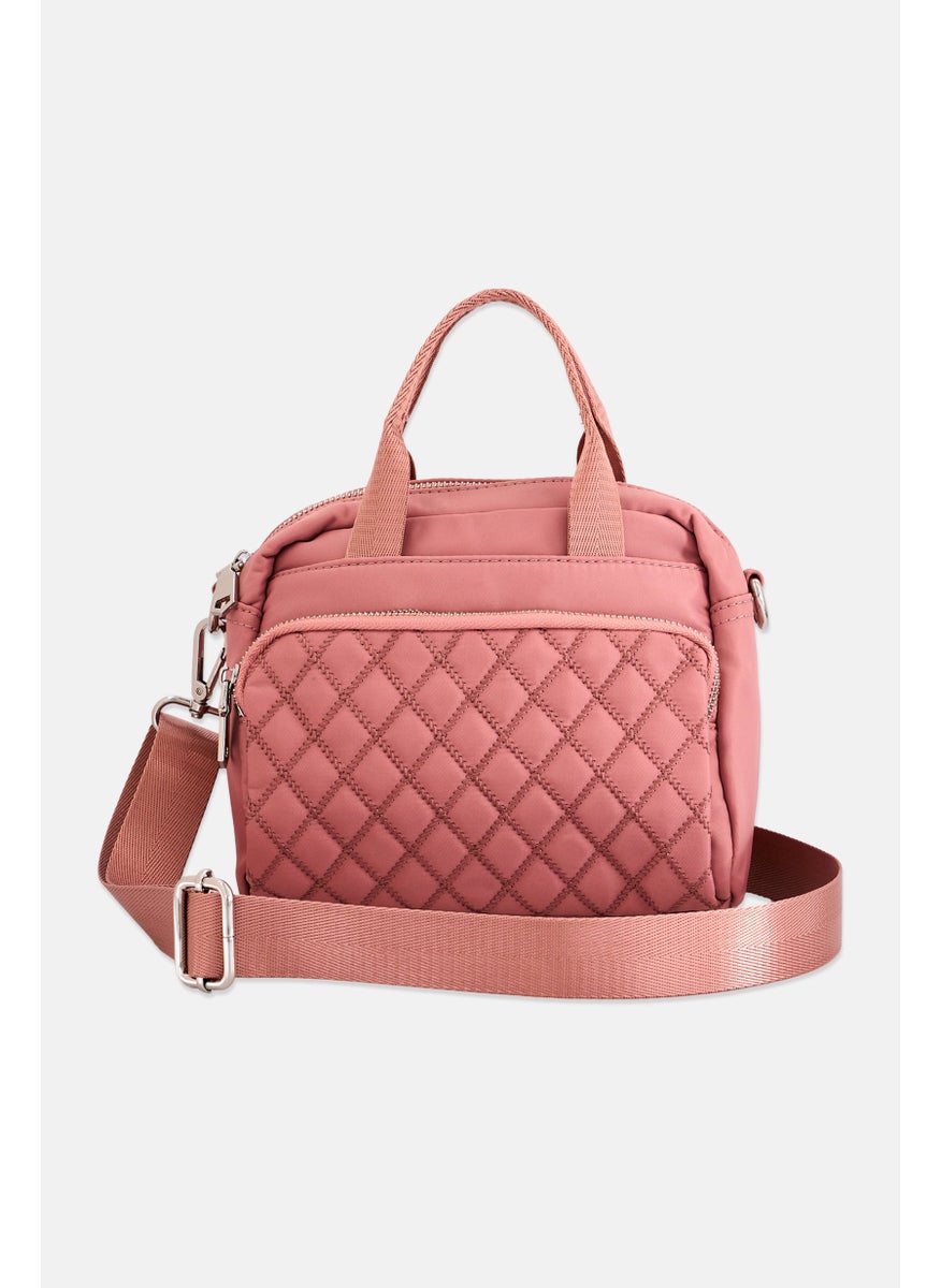 Sol and Selene - Women Quilted Cross Body Bag 20 L x 19 H x 10 W cm, Pink - Image 1