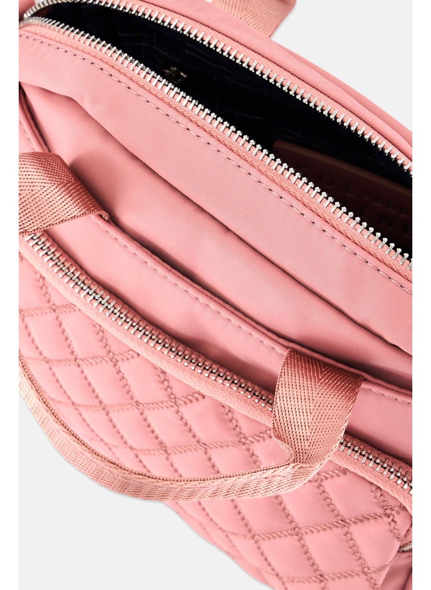 Sol and Selene - Women Quilted Cross Body Bag 20 L x 19 H x 10 W cm, Pink - Image 1