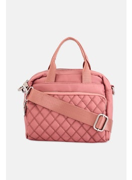 Women Quilted Cross Body Bag 20 L x 19 H x 10 W cm, Pink