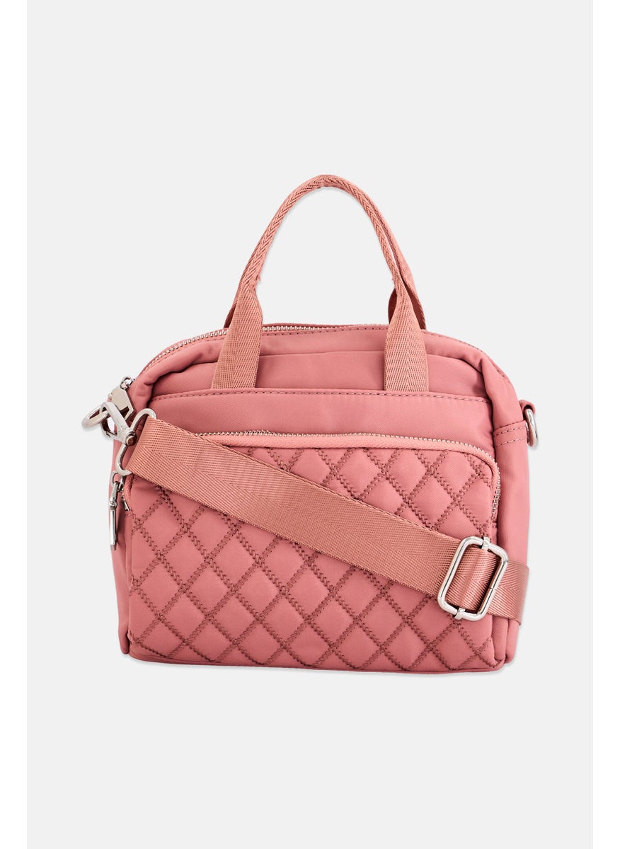 Sol and Selene - Women Quilted Cross Body Bag 20 L x 19 H x 10 W cm, Pink - Image 1
