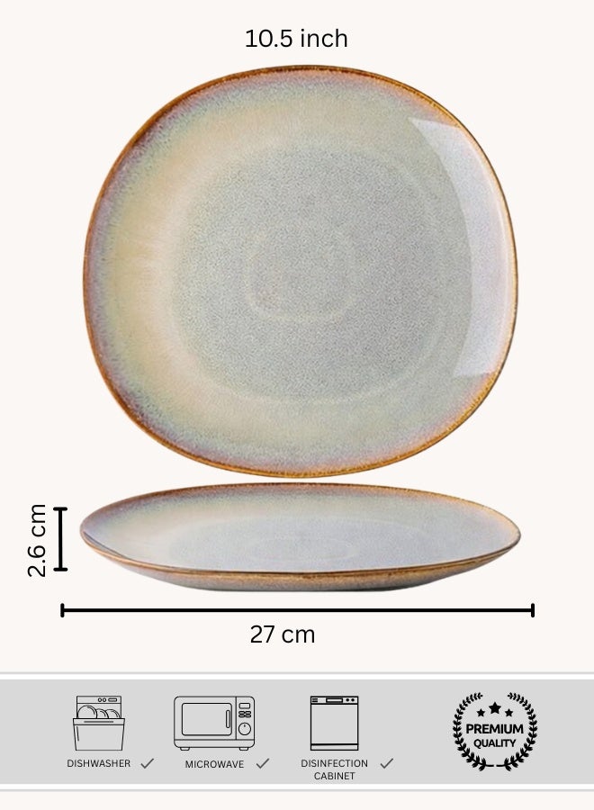 Clink Premium Ceramic Plate, Colorful Flame Irregular Round Dinner Plate, High Quality 10.5 inch Porcelain Dinner Plate, Perfect for Steak, Pasta, Salad, Main Courses, Plate for Home & Restaurants - Image 1