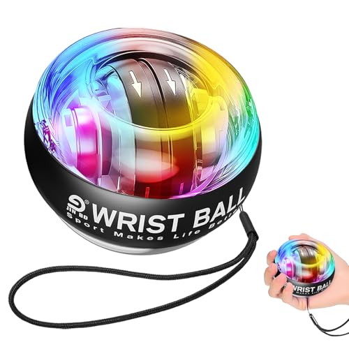 JIN BD Wrist Trainer Ball AutoStart Gyroscopic Forearm Exerciser Gyro Ball for Strengthen Arms Fingers Bones and MusclesBlack LED Light Model - Image 1