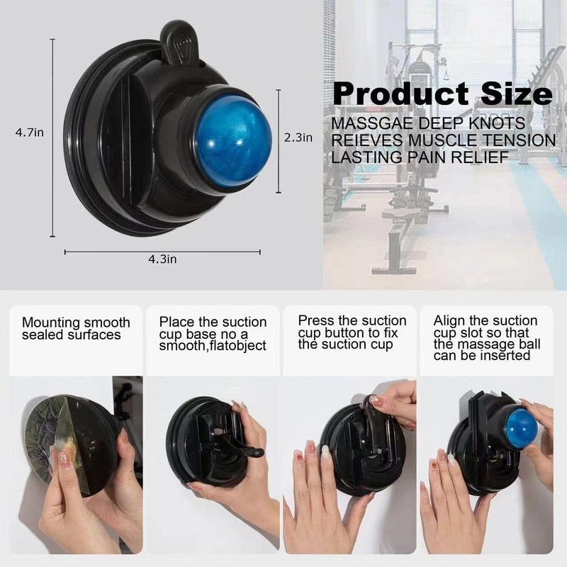 Mountable Body Massage Ball Roller with Suction Cup Pain Relief for Back Neck Shoulder Tension - Image 5