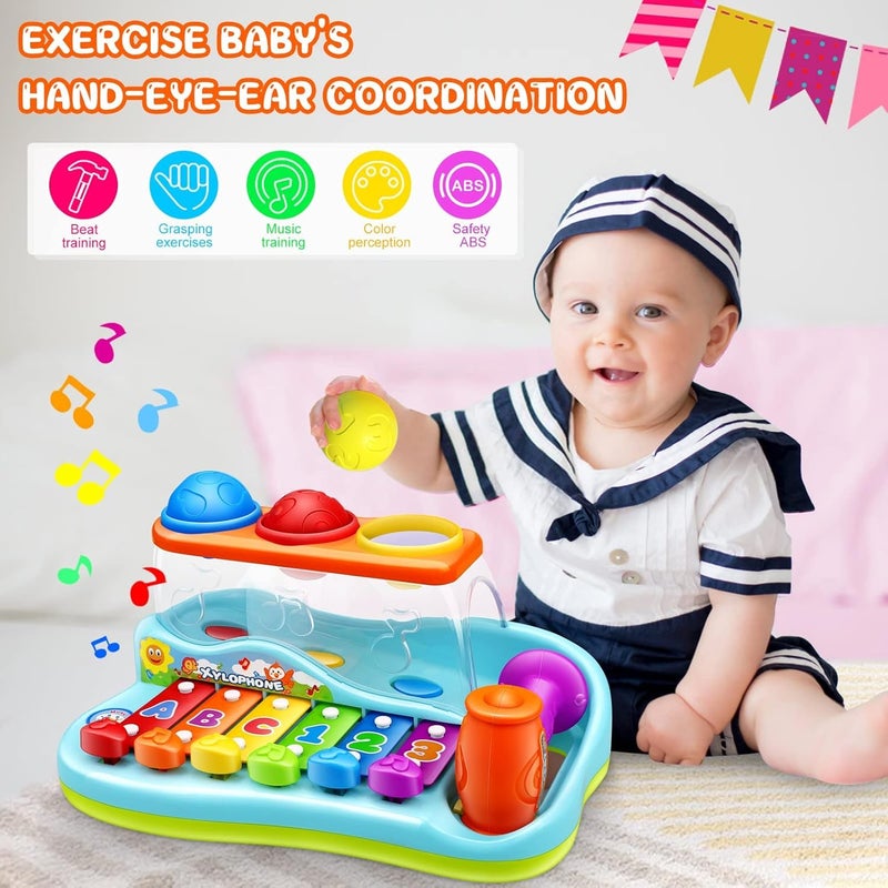 KITMEER Baby Toys 12-18 Months Hammer Pounding Xylophone Kids Gifts for 1 2 3+ Year Old Boys Girls, Early Educational with Music Balls, Christmas Birthday Toys for 6 to 12 Months - Image 3